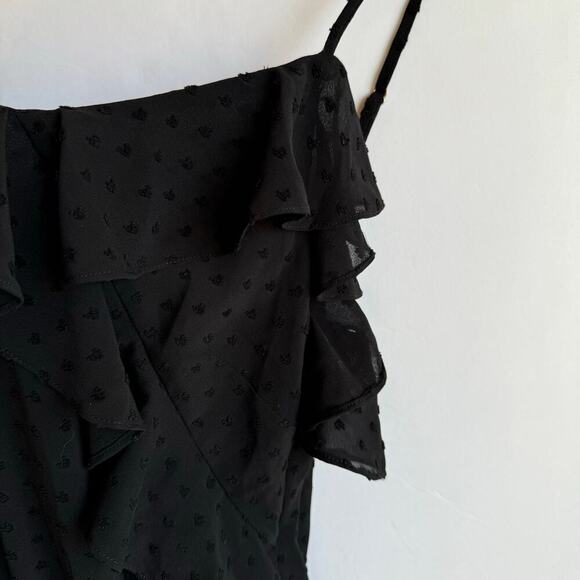 Rumored Tiered Flowy Midi Dress Ruffle Romantic Delicate Prom Womens XS/S Black - Picture 9 of 16